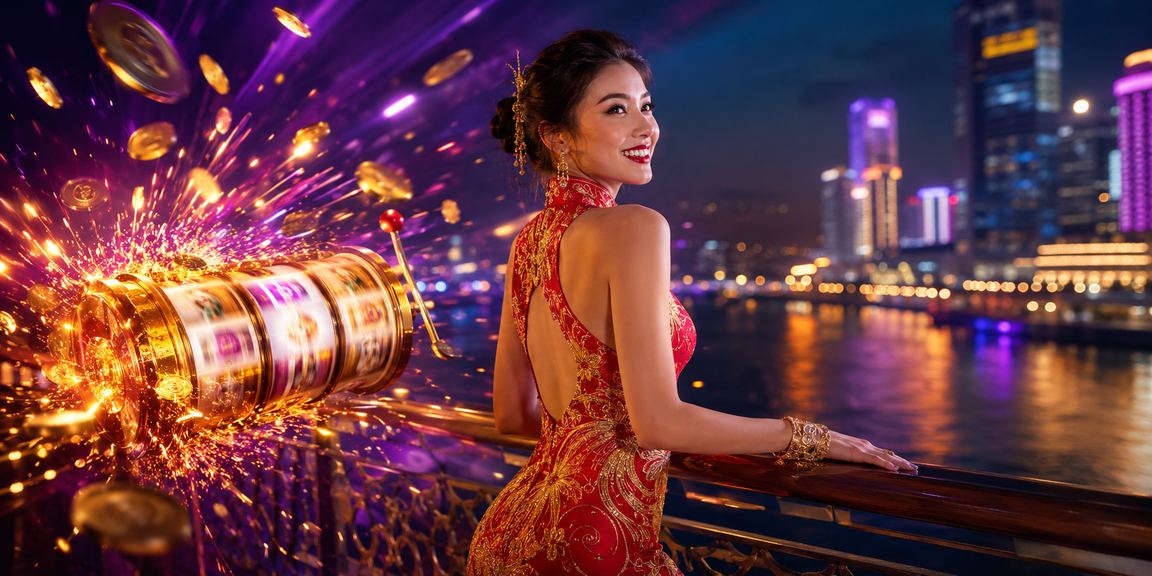 Màn hình slot game neon tại Sài Gòn với jackpot lũy tiến đang tích lũy